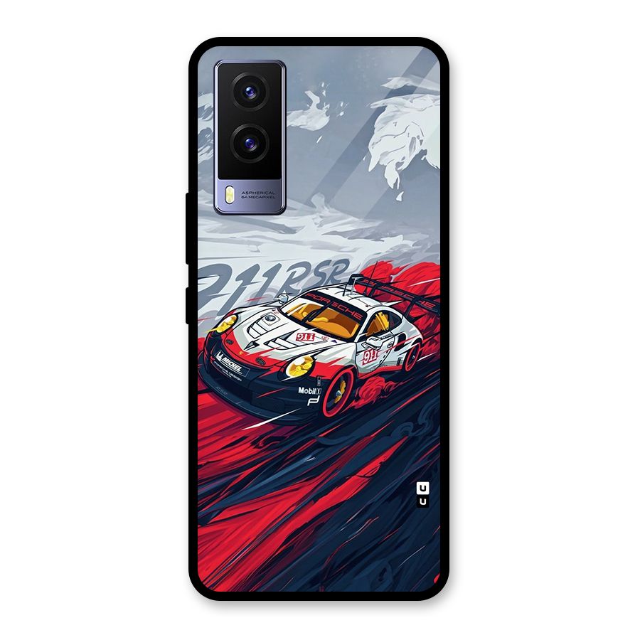 Super Car illustration Glass Back Case for Vivo V21e 5G