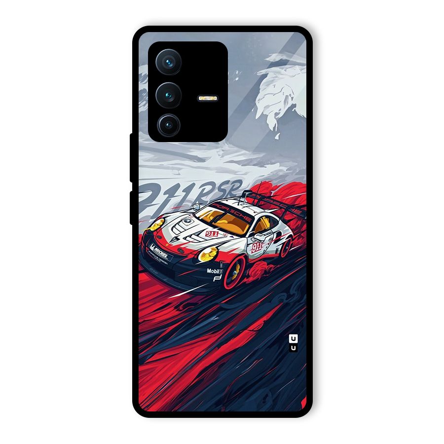Super Car illustration Glass Back Case for Vivo V23 Pro