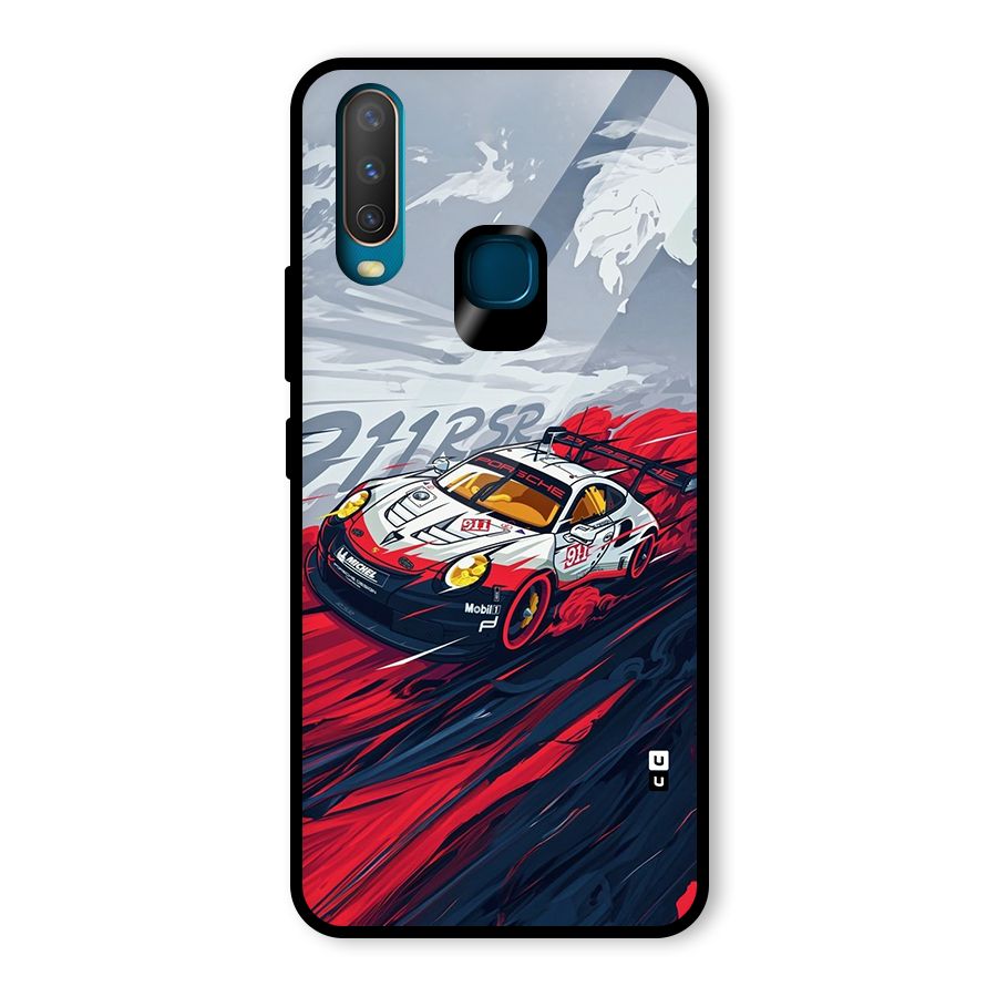 Super Car illustration Glass Back Case for Vivo Y12