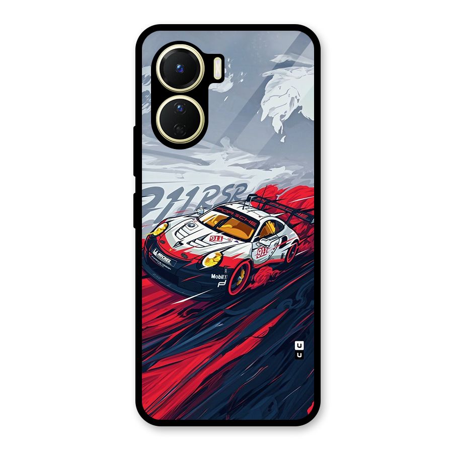 Super Car illustration Glass Back Case for Vivo Y16