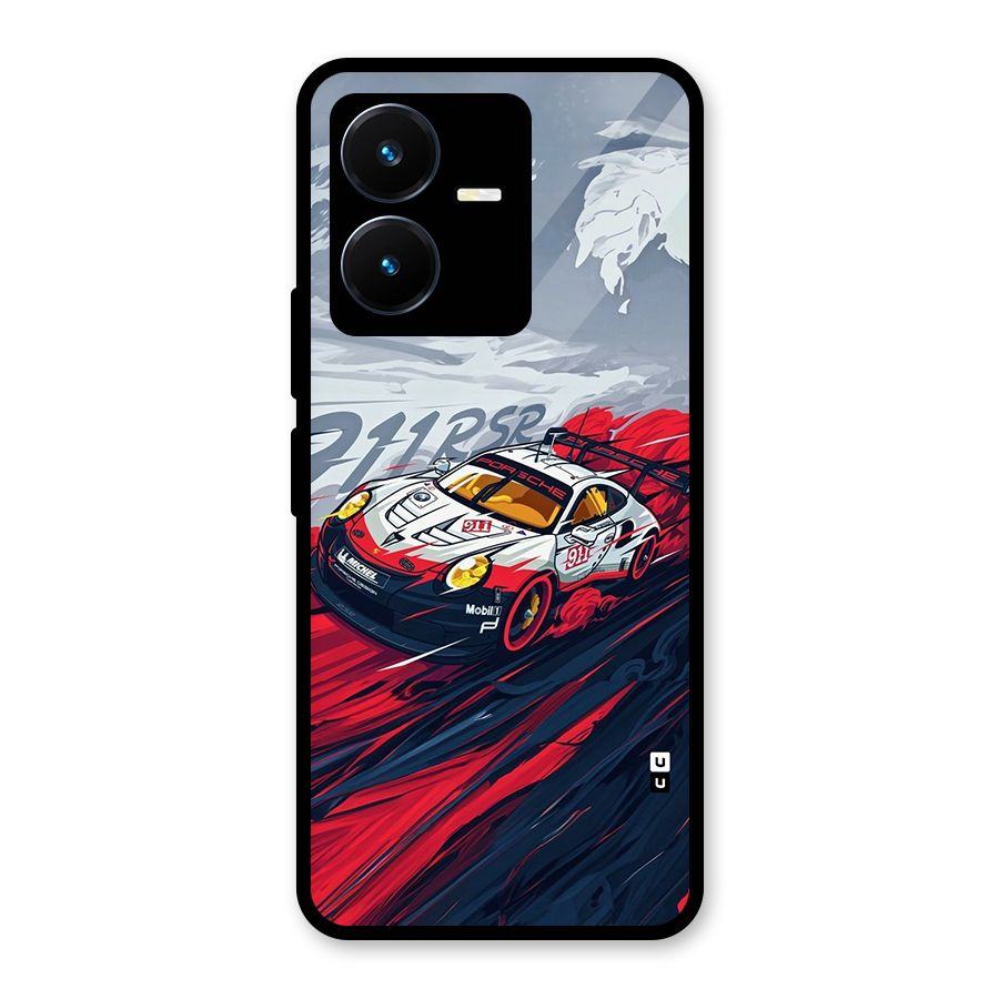 Super Car illustration Glass Back Case for Vivo Y22