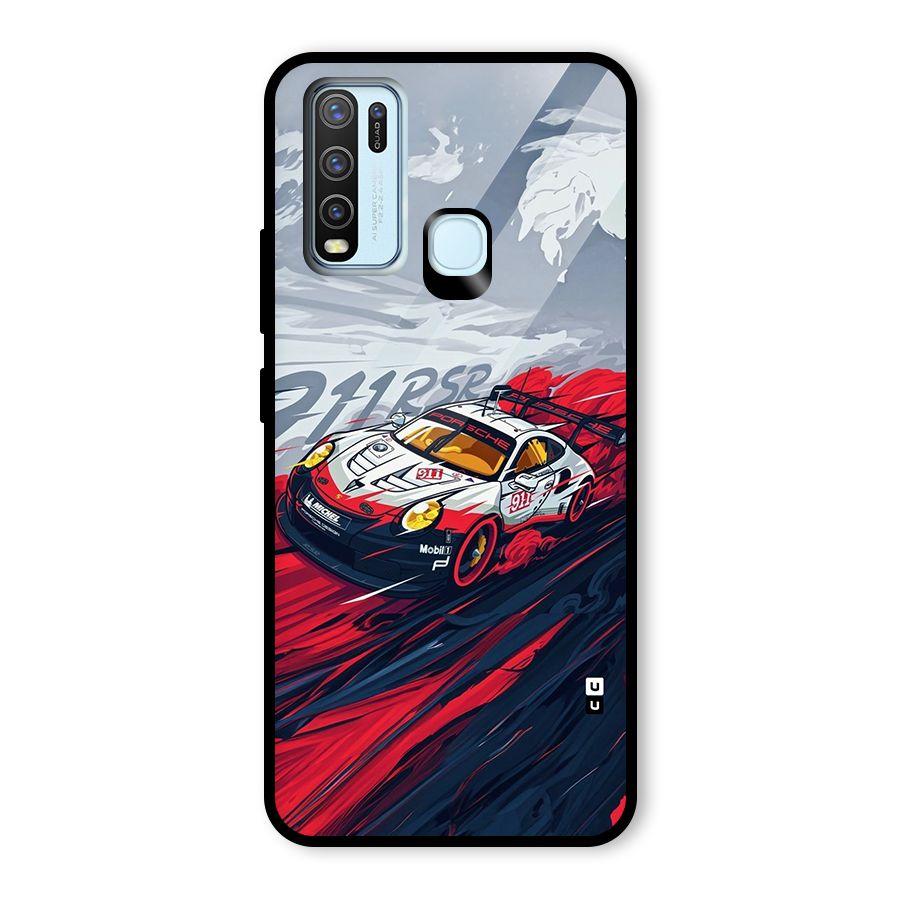 Super Car illustration Glass Back Case for Vivo Y50