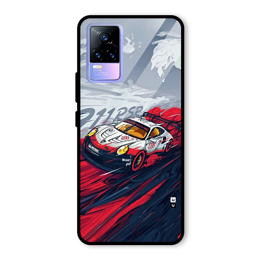 Super Car illustration Glass Back Case for Vivo Y73