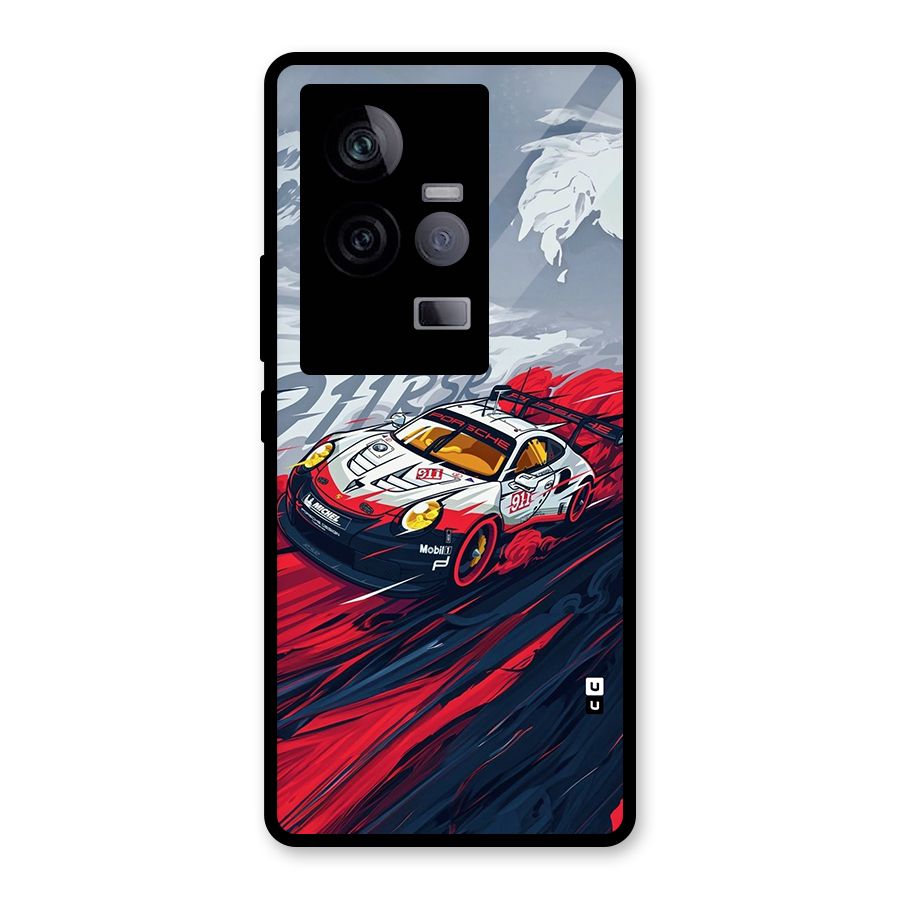 Super Car illustration Glass Back Case for Vivo iQOO 11 5G