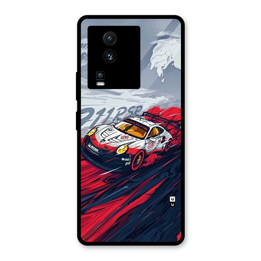 Super Car illustration Glass Back Case for Vivo iQOO Neo 7