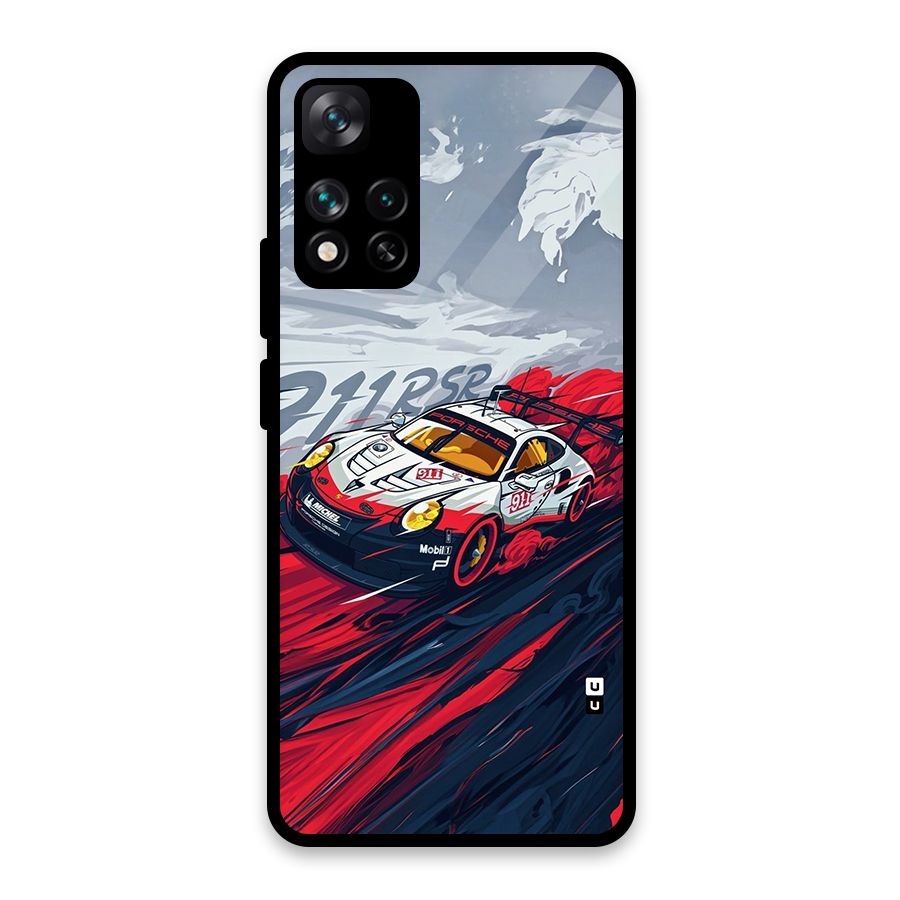 Super Car illustration Glass Back Case for Xiaomi 11i HyperCharge 5G