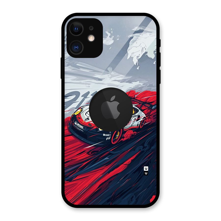 Super Car illustration Glass Back Case for iPhone 11 Logo Cut