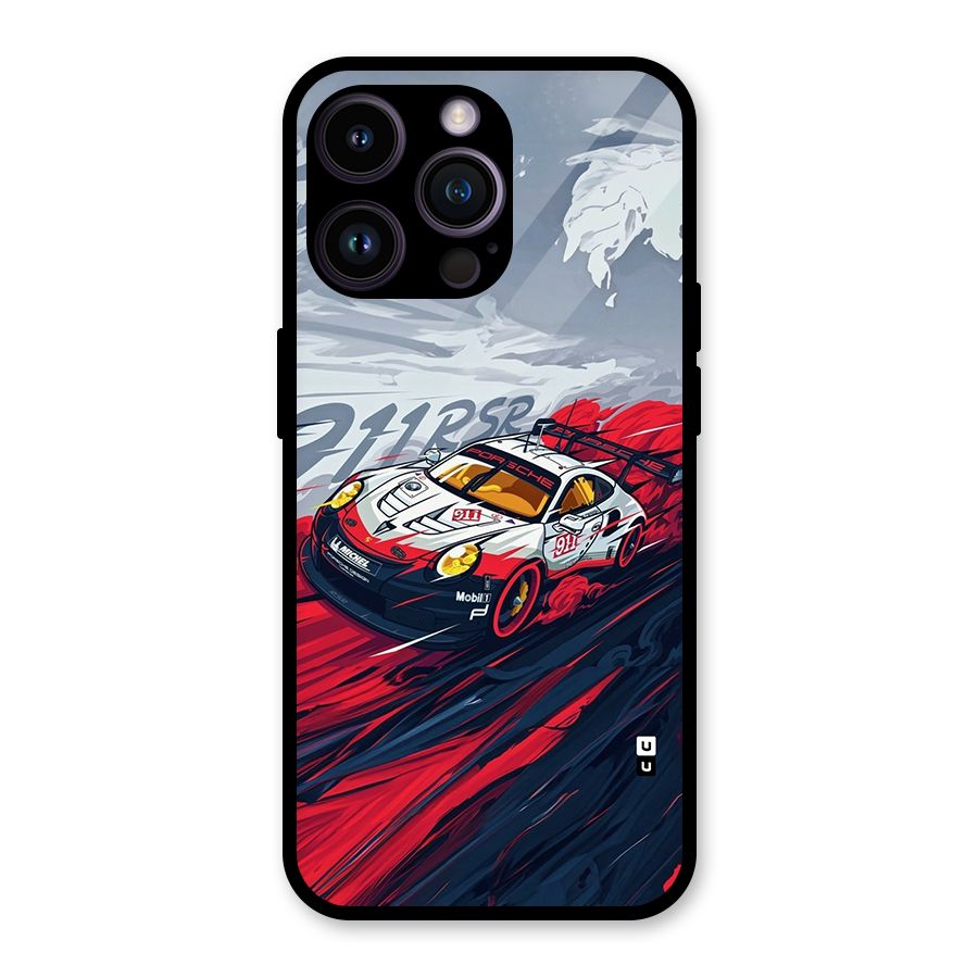 Super Car illustration Glass Back Case for iPhone 14 Pro Max