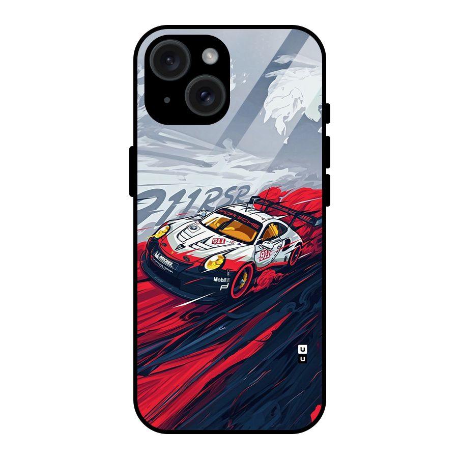 Super Car illustration Glass Back Case for iPhone 15