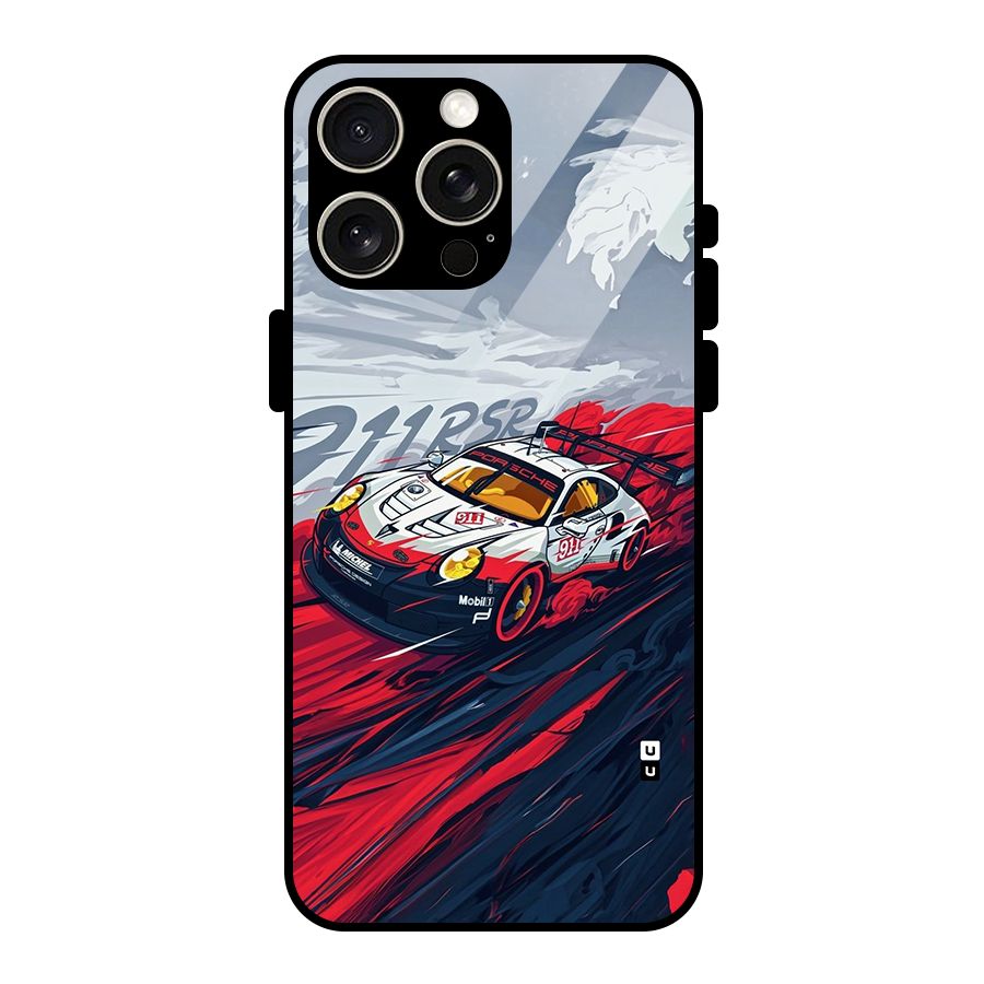 Super Car illustration Glass Back Case for iPhone 15 Pro Max