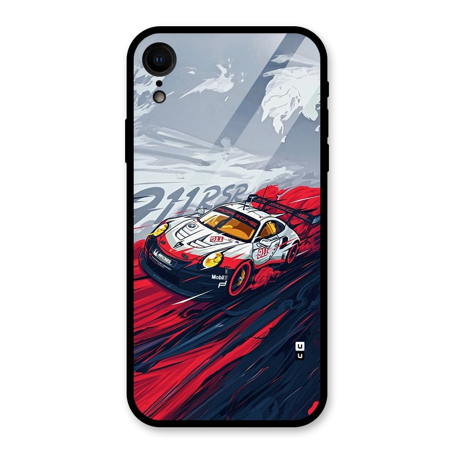 Super Car illustration Glass Back Case for iPhone XR
