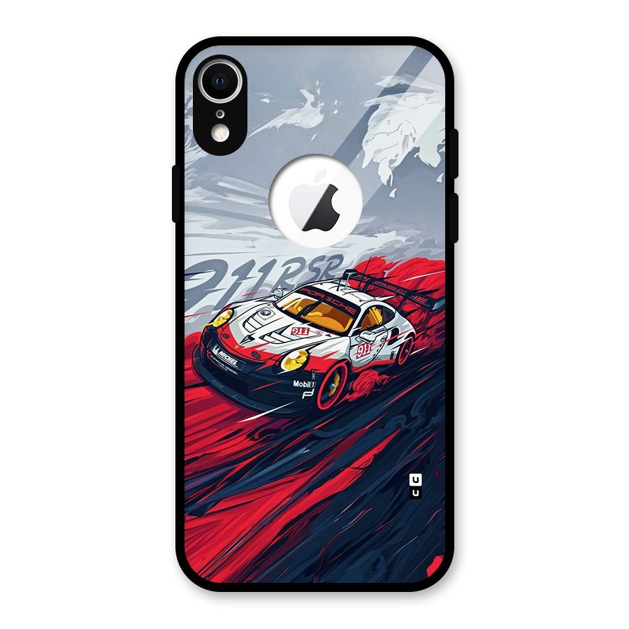 Super Car illustration Glass Back Case for iPhone XR Logo Cut
