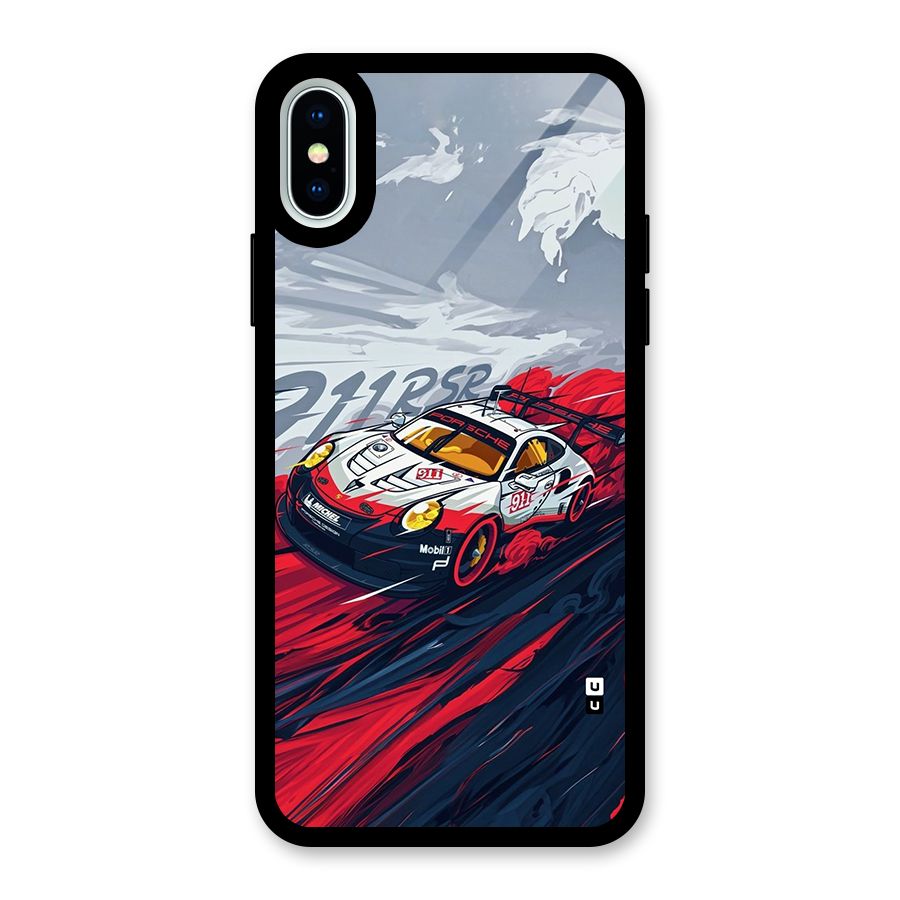 Super Car illustration Glass Back Case for iPhone XS