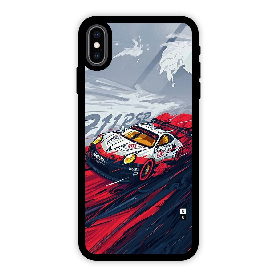 Super Car illustration Glass Back Case for iPhone XS Max