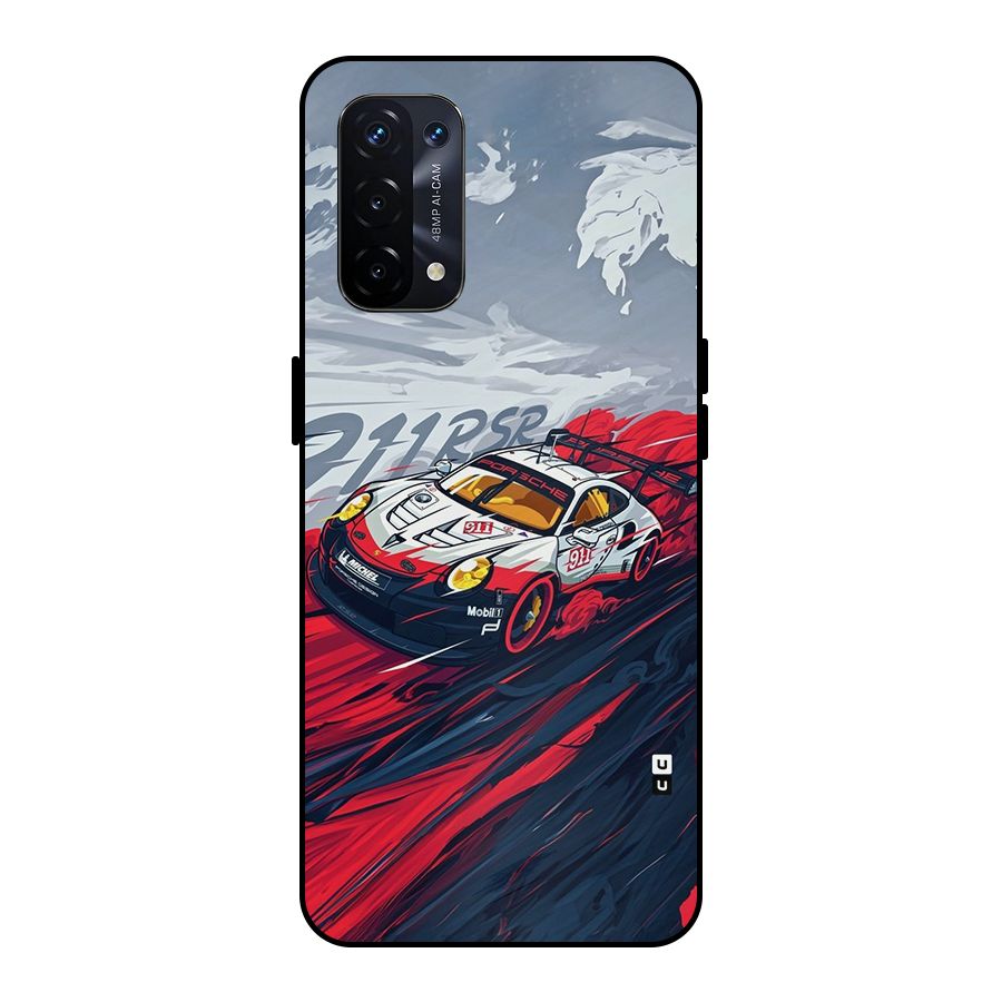 Super Car illustration Metal Back Case for Oppo A74 5G