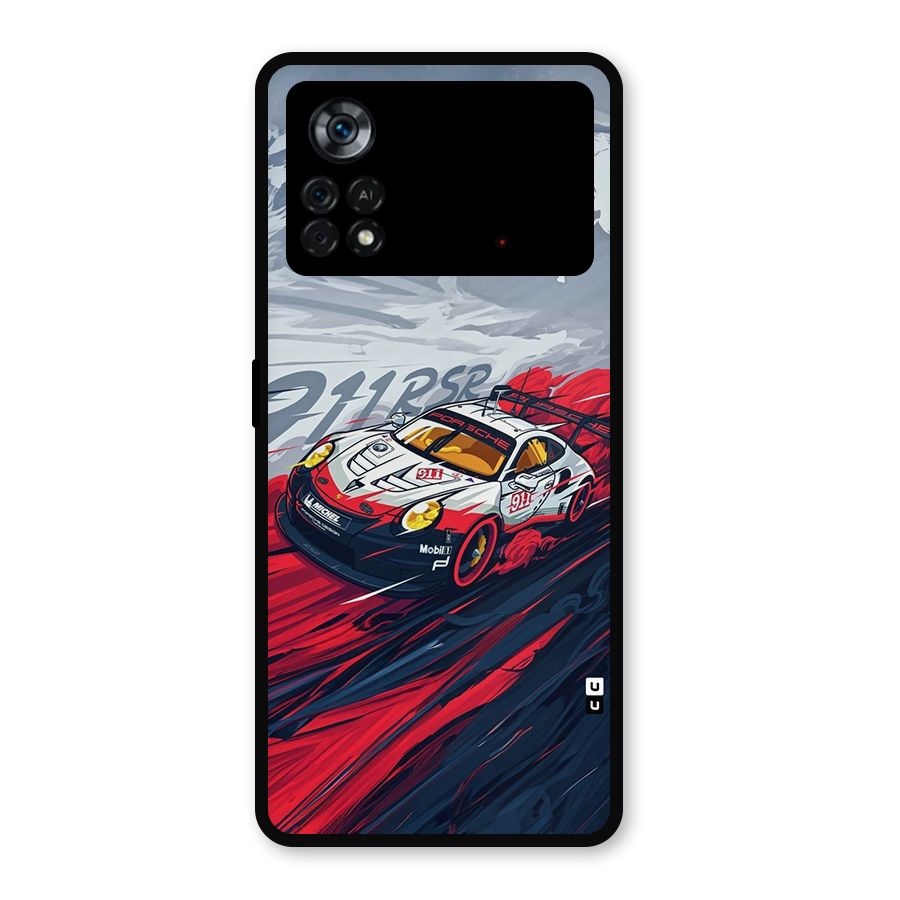 Super Car illustration Metal Back Case for Poco X4 Pro 5G