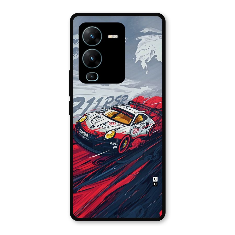 Super Car illustration Metal Back Case for Vivo V25 Pro