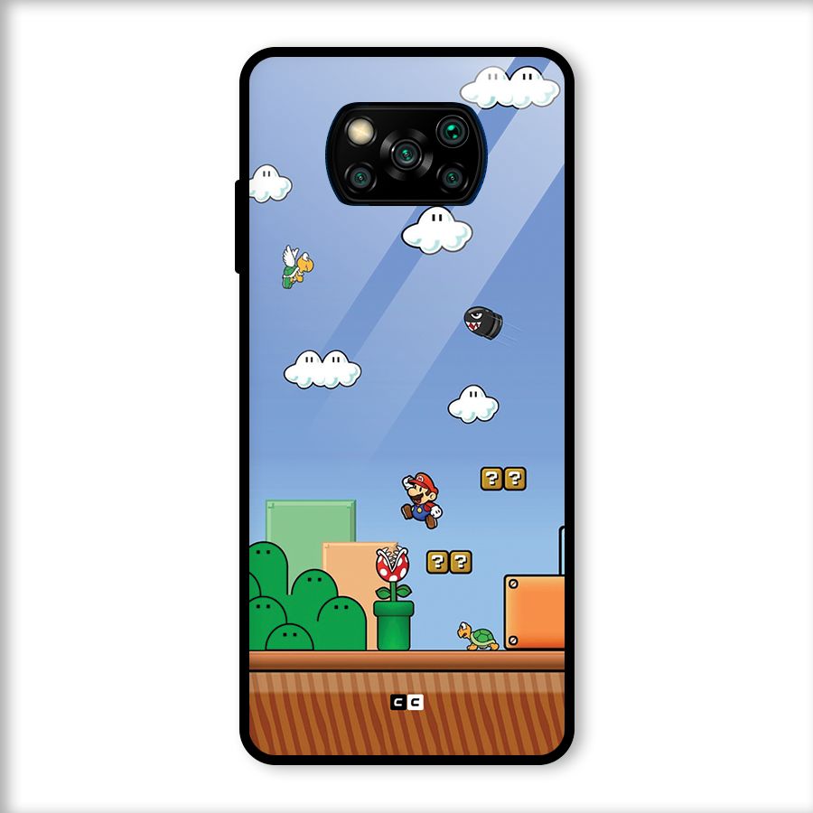 Super Plumber Glass Back Case for Poco X3