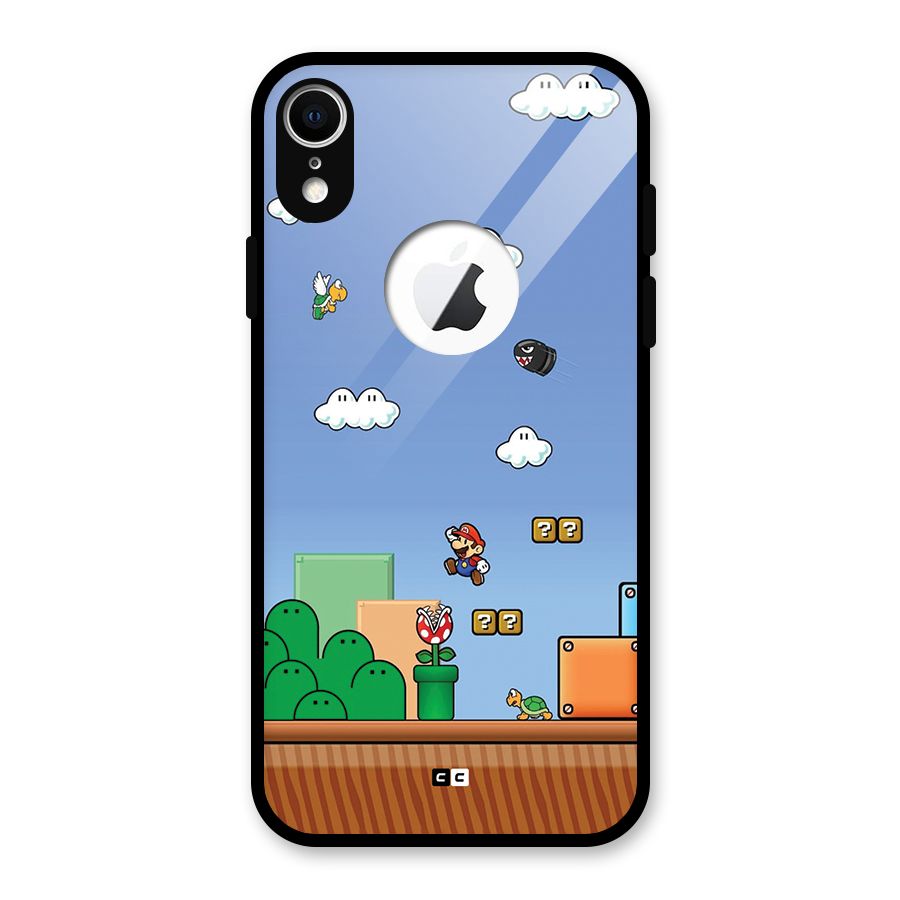 Super Plumber Glass Back Case for iPhone XR Logo Cut