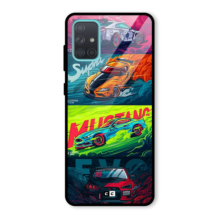 Super Racing Car Glass Back Case for Galaxy A71