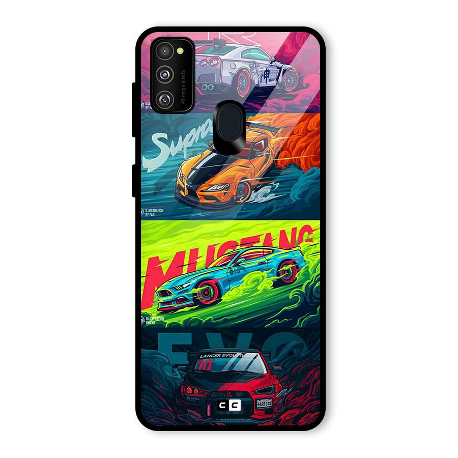 Super Racing Car Glass Back Case for Galaxy M30s