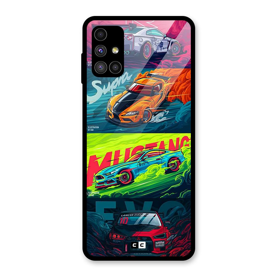 Super Racing Car Glass Back Case for Galaxy M51