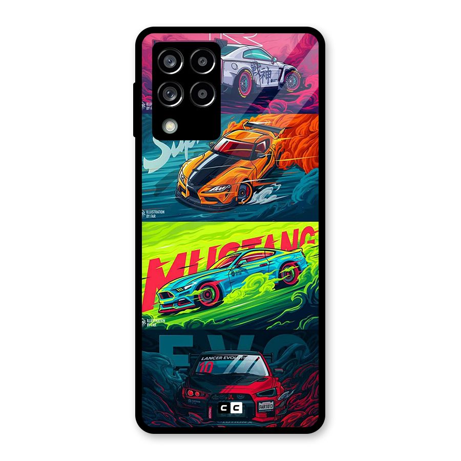 Super Racing Car Glass Back Case for Galaxy M53 5G