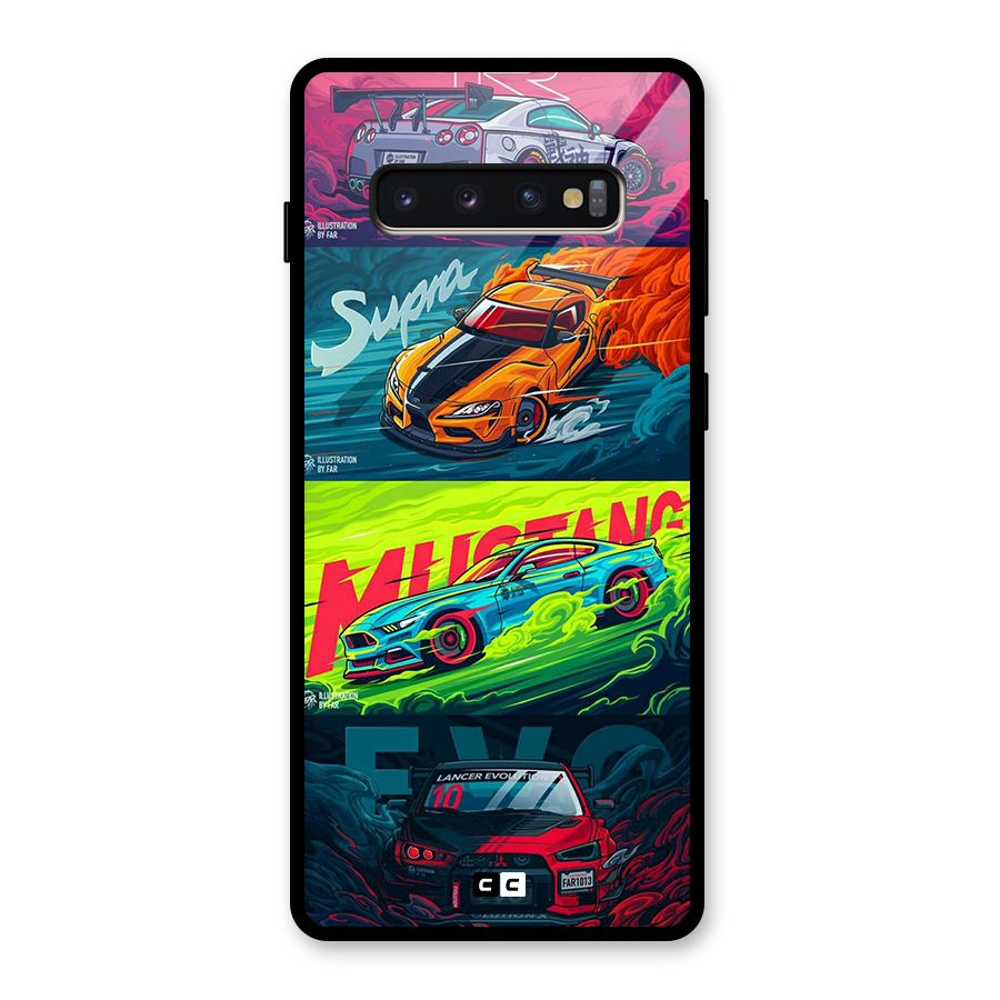 Super Racing Car Glass Back Case for Galaxy S10 Plus