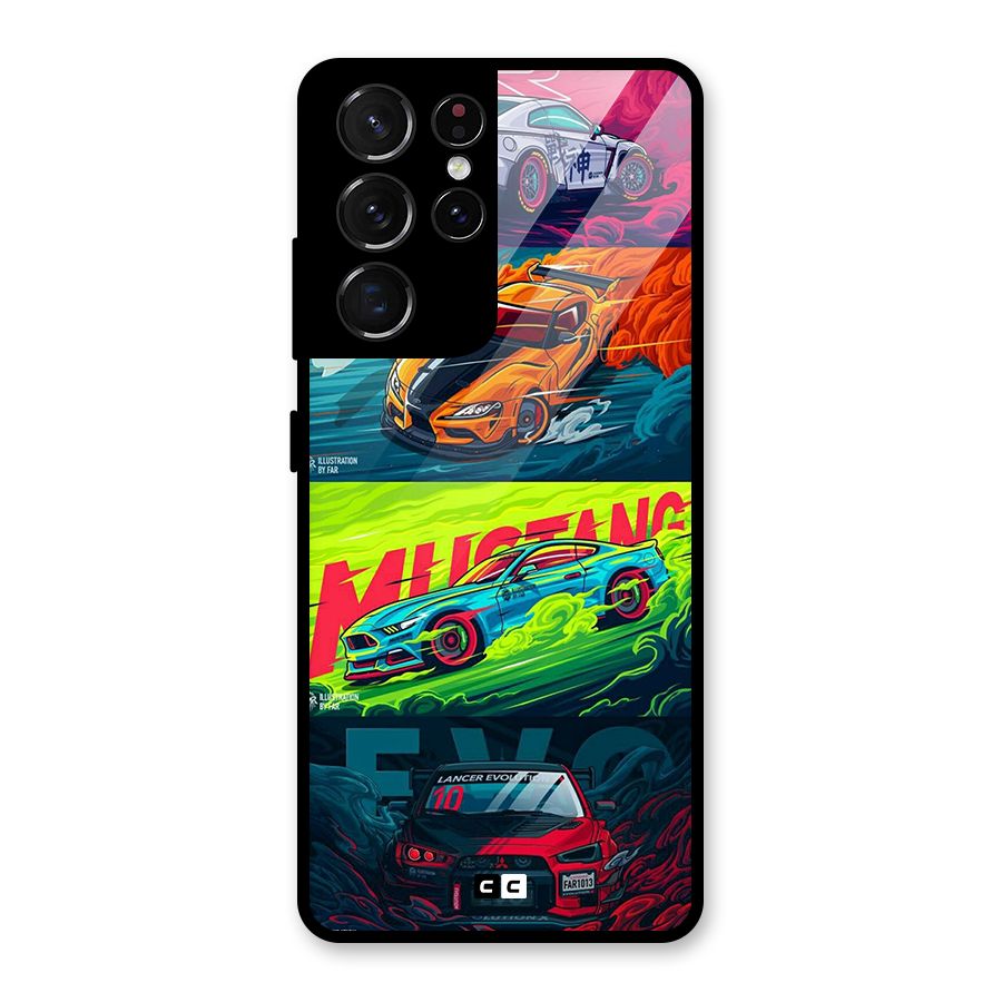 Super Racing Car Glass Back Case for Galaxy S21 Ultra 5G