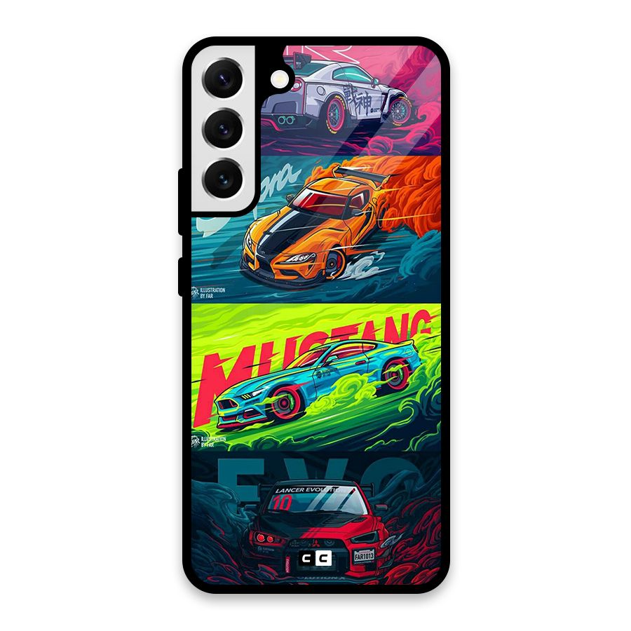 Super Racing Car Glass Back Case for Galaxy S22 Plus 5G