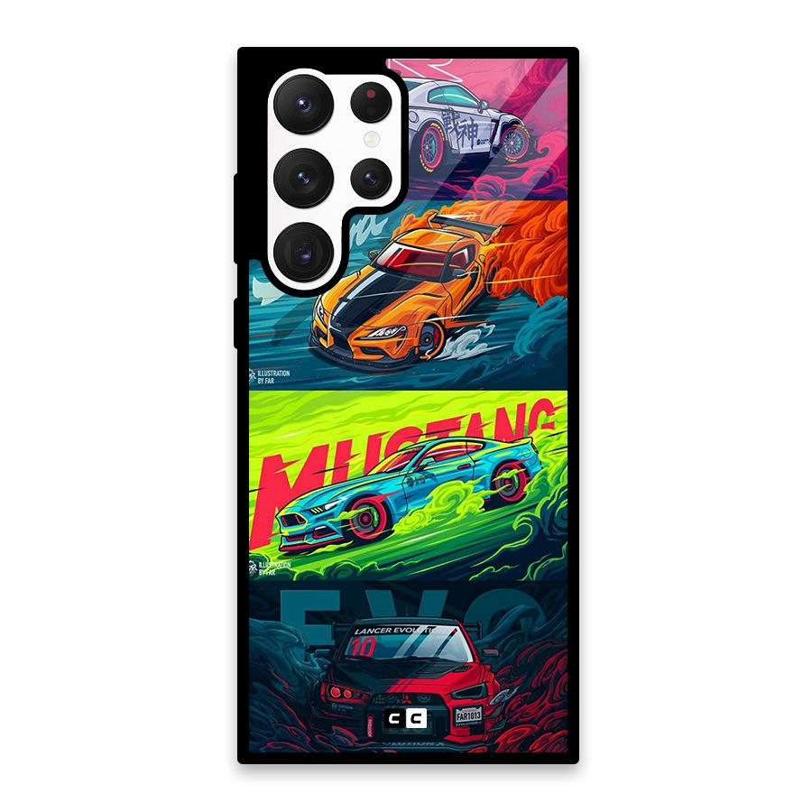Super Racing Car Glass Back Case for Galaxy S22 Ultra 5G