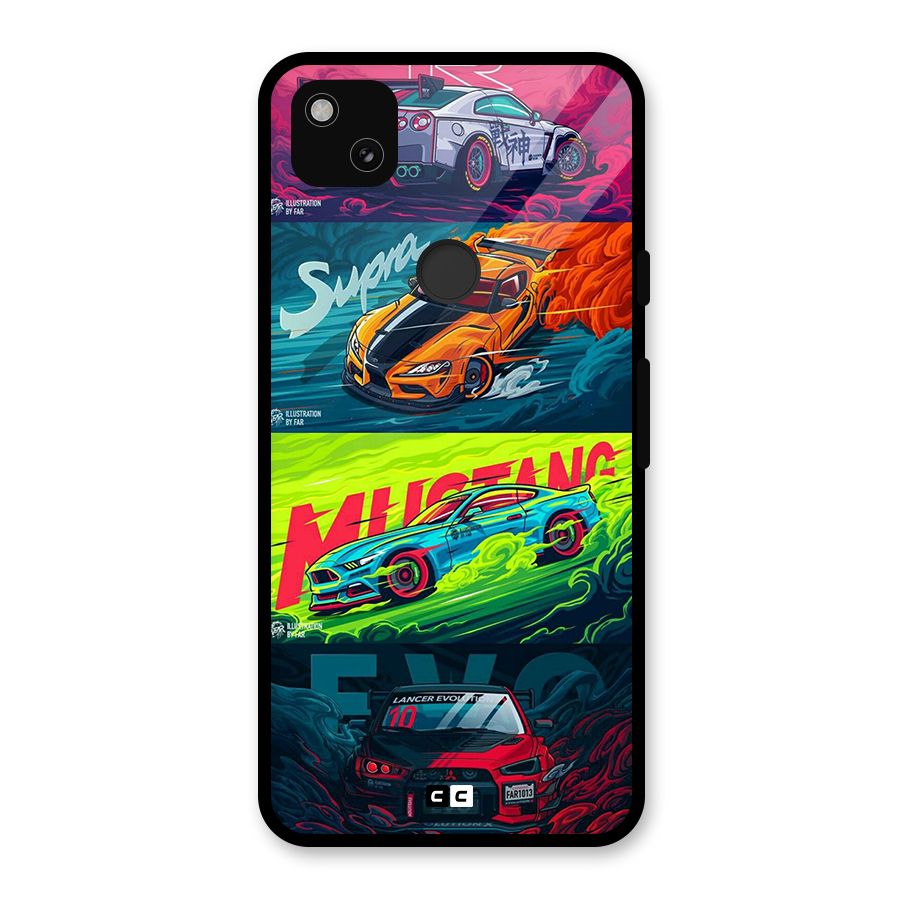 Super Racing Car Glass Back Case for Google Pixel 4a
