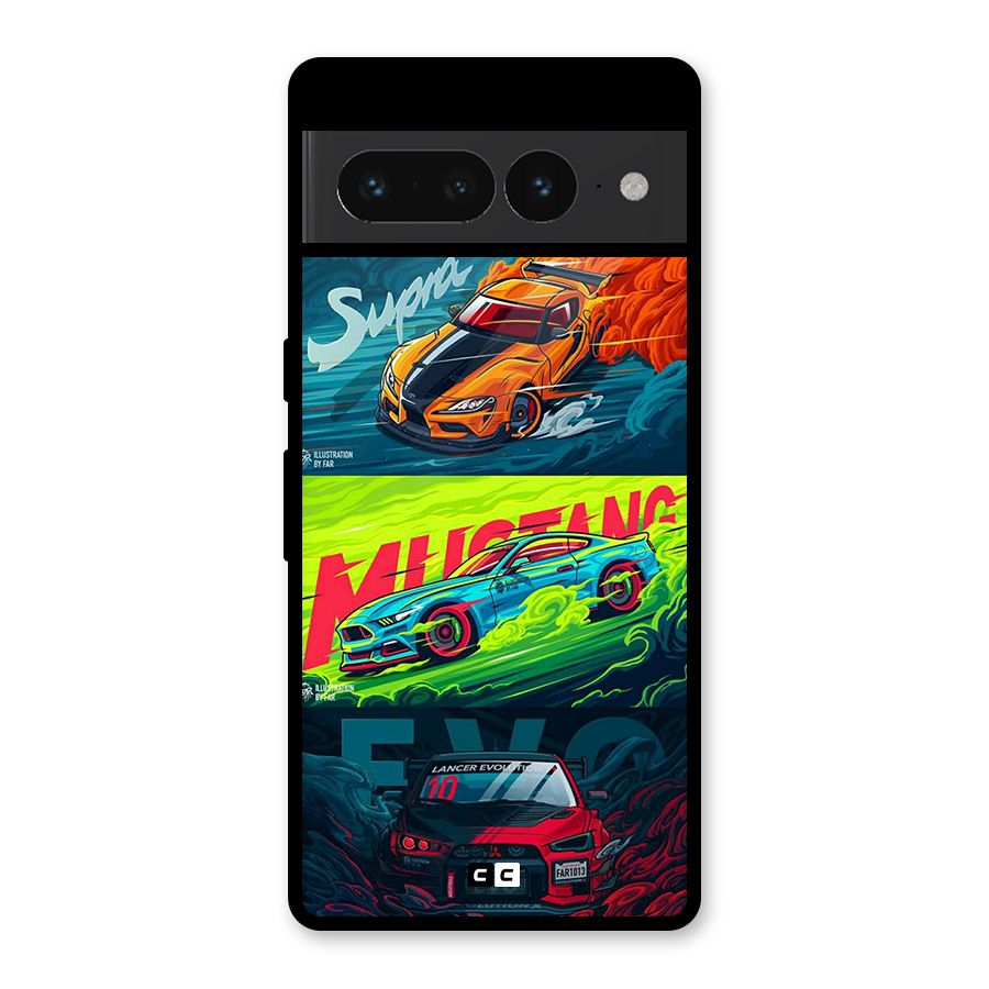 Super Racing Car Glass Back Case for Google Pixel 7 Pro