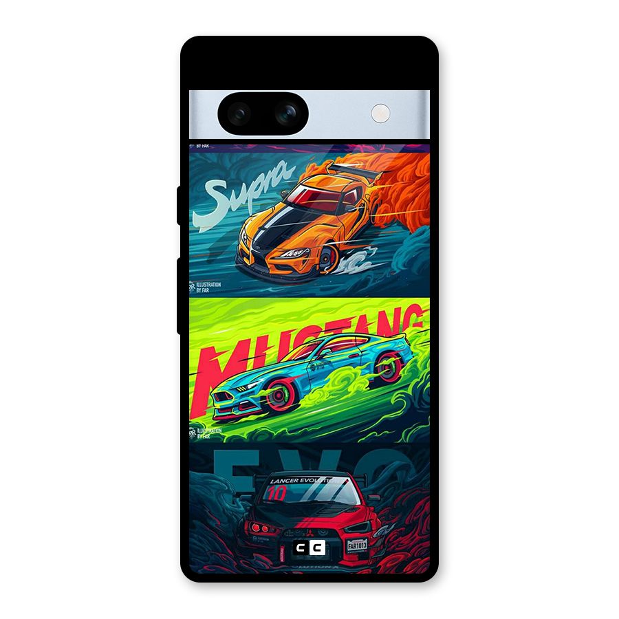 Super Racing Car Glass Back Case for Google Pixel 7a
