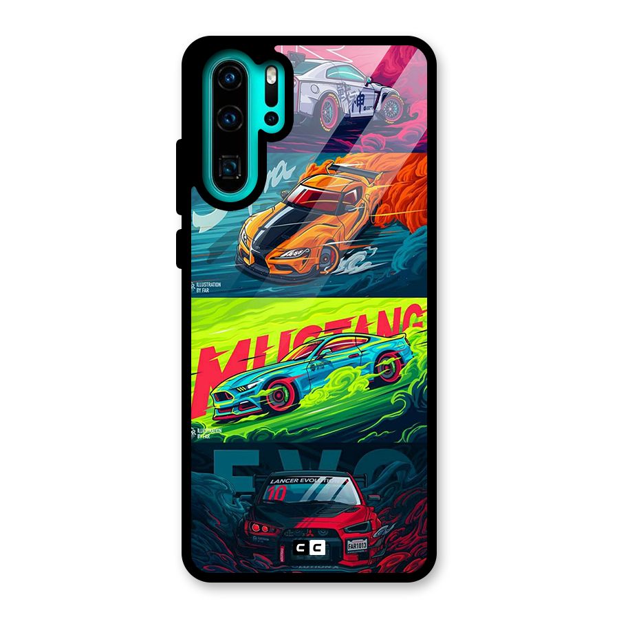 Super Racing Car Glass Back Case for Huawei P30 Pro