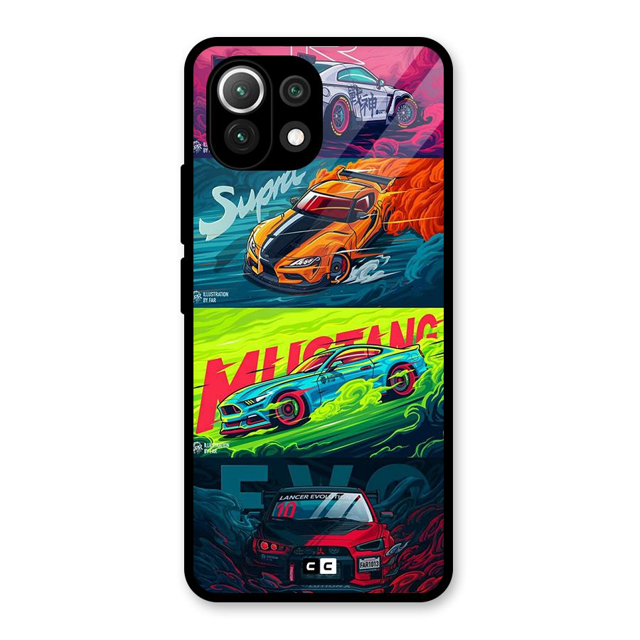 Super Racing Car Glass Back Case for Mi 11 Lite NE 5G