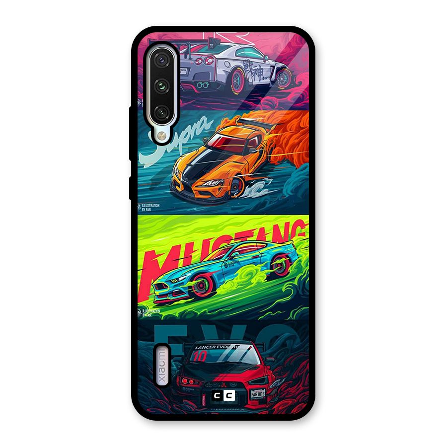 Super Racing Car Glass Back Case for Mi A3