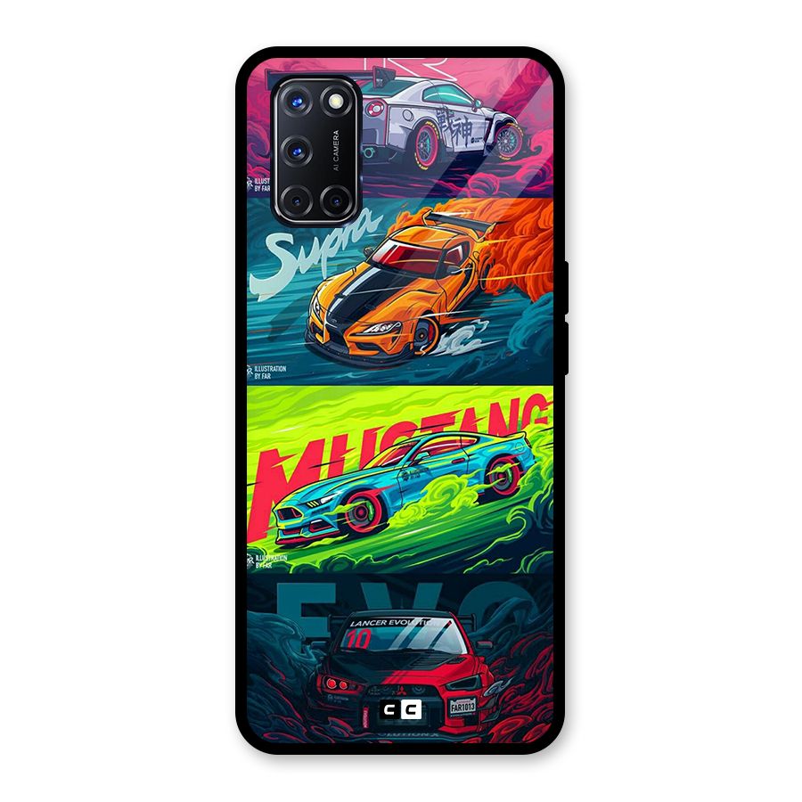 Super Racing Car Glass Back Case for Oppo A52