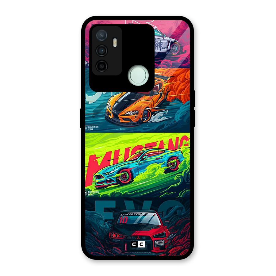 Super Racing Car Glass Back Case for Oppo A53