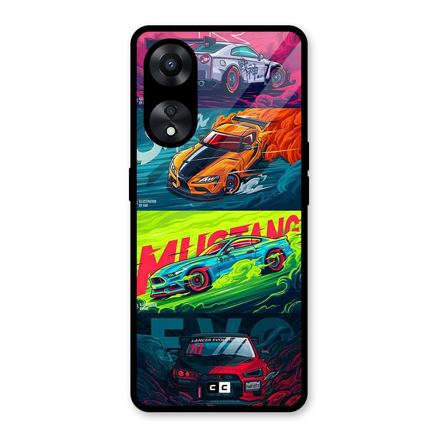 Super Racing Car Glass Back Case for Oppo A78