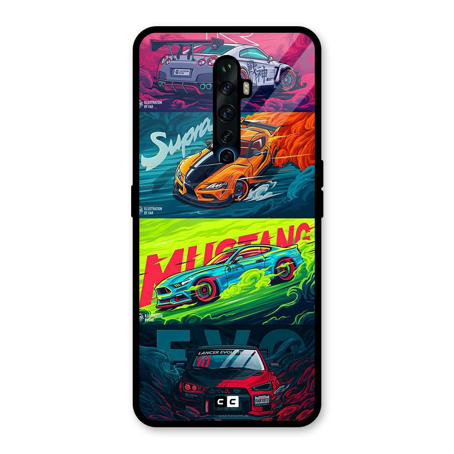 Super Racing Car Glass Back Case for Oppo Reno2 Z