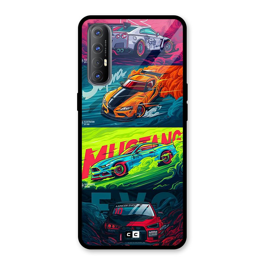 Super Racing Car Glass Back Case for Oppo Reno3 Pro