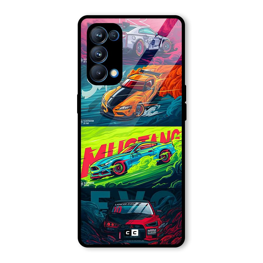 Super Racing Car Glass Back Case for Oppo Reno5 Pro 5G