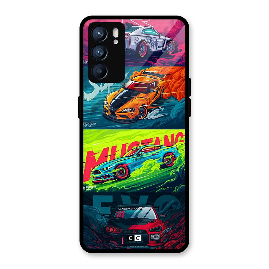 Super Racing Car Glass Back Case for Oppo Reno6 5G
