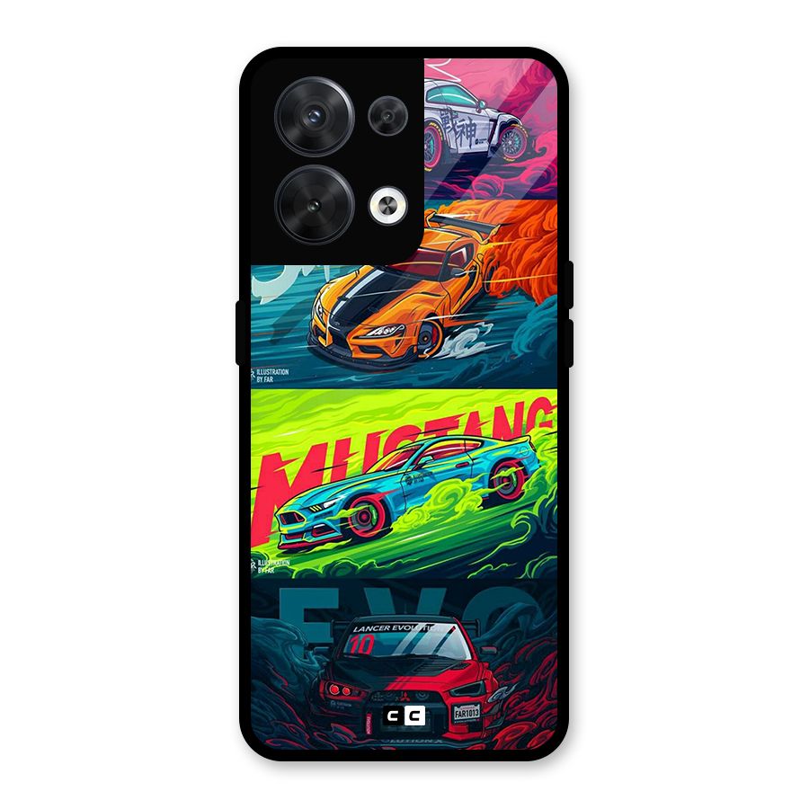 Super Racing Car Glass Back Case for Oppo Reno8 5G