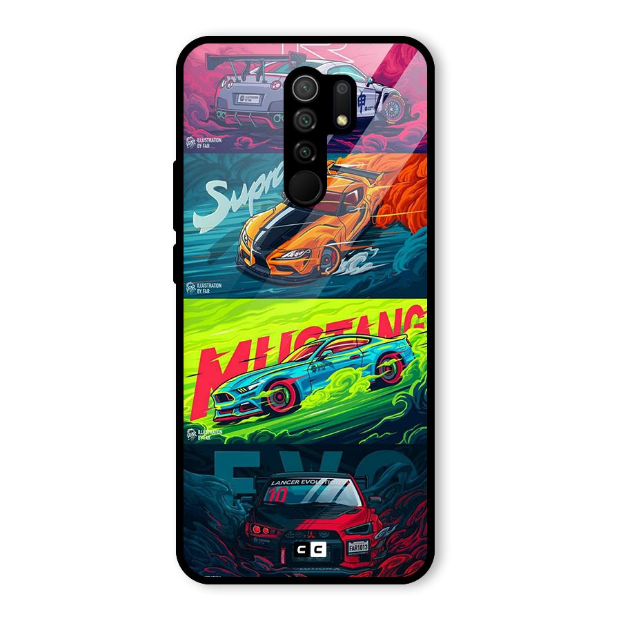 Super Racing Car Glass Back Case for Poco M2