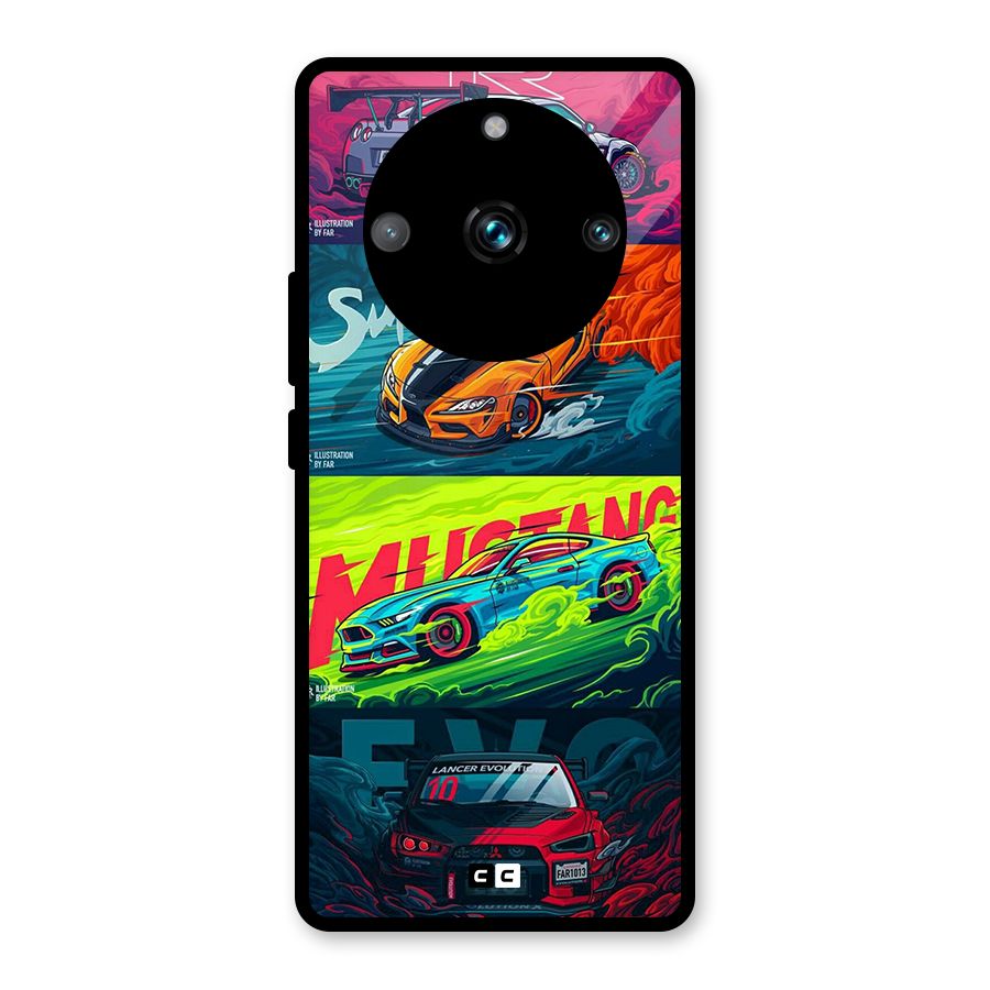 Super Racing Car Glass Back Case for Realme 11 Pro Plus