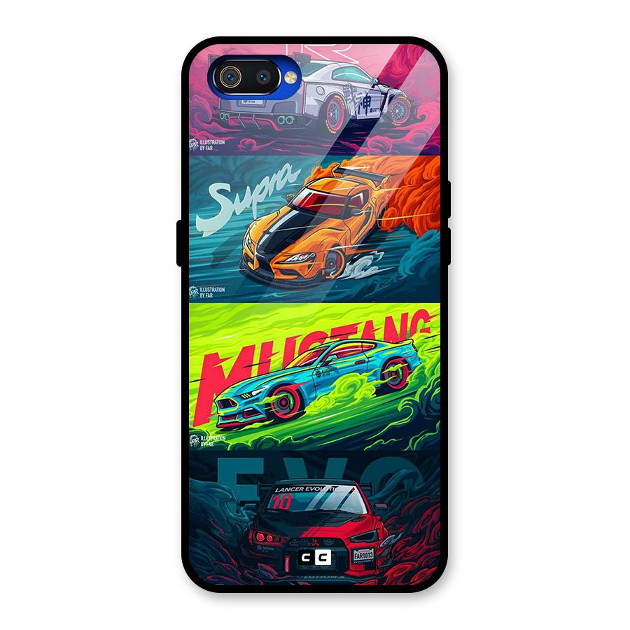 Super Racing Car Glass Back Case for Realme C2