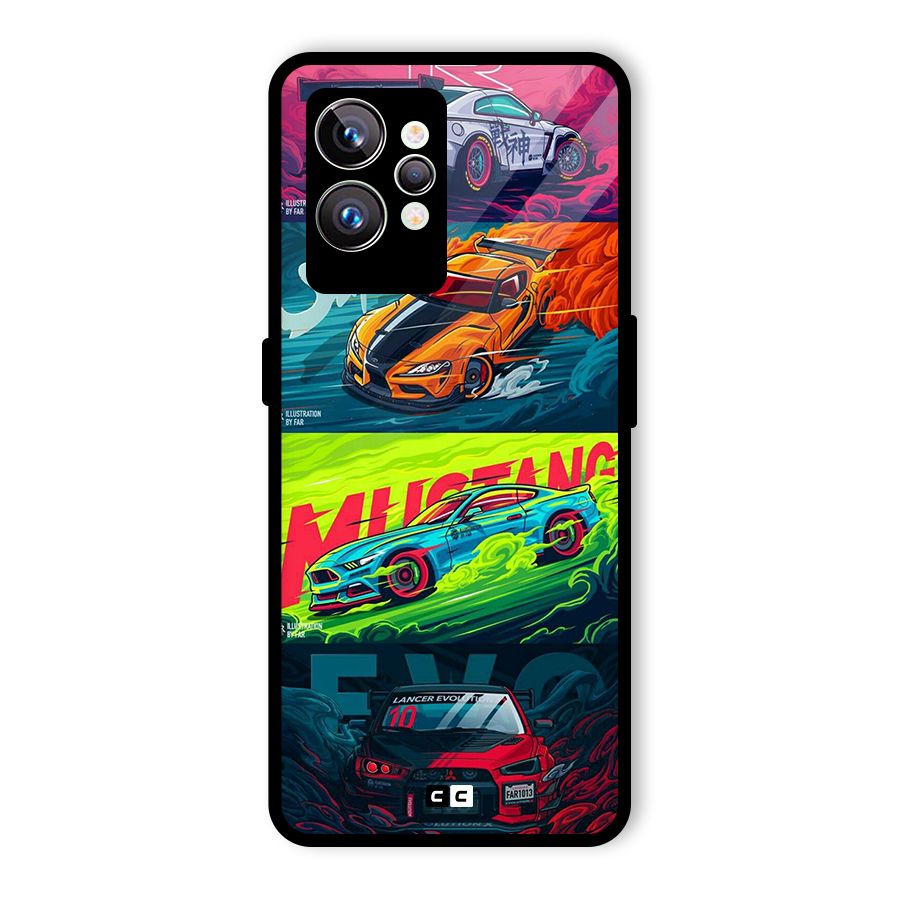 Super Racing Car Glass Back Case for Realme GT2 Pro