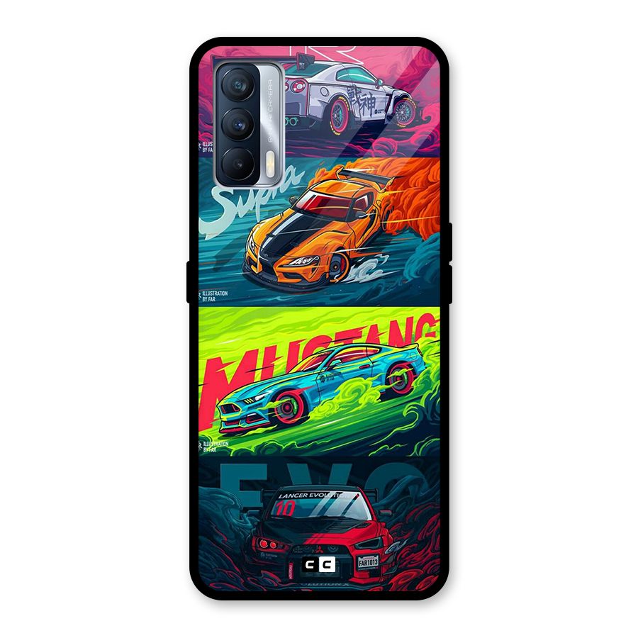 Super Racing Car Glass Back Case for Realme X7